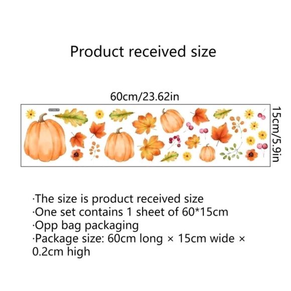 Pumpkin 🎃 and Leaf Wall/Window Stickers - Picture 2 of 4